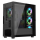 Vida Zephyr Black ARGB Gaming Case w/ Glass Window, Micro ATX, 4x ARGB Fans, Mesh Front