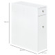 Bathroom Slim Floor Cabinet Narrow Wooden Storage Home Bath Toilet Cupboard Organiser Unit with Drawers White