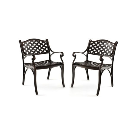 Cast Aluminum Patio Chairs Set of 2 with Armrests and Curved Seats