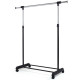 Adjustable Single Rail Garment Rack with Wheels and Bottom Shelf