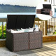 330L 2-Tier Outdoor PE Wicker Storage Box with Lid and Front Doors