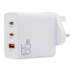 Pama 3-pin Wall Plug USB-C &amp; USB-A Charger, 1x USB-C 65W (for Laptops), 1x USB-C 20W, 1x USB-A QC3.0