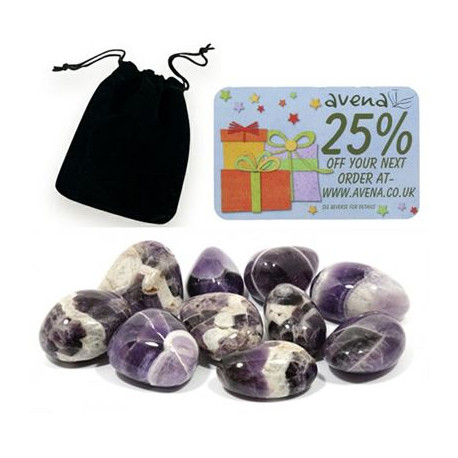 Amethyst Chevron Gift Pouch of Ten Polished Tumblestones