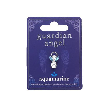 Aquamarine Guardian Angel Pin With Swarovski Crystal