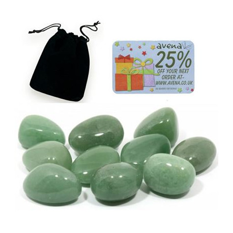 Aventurine Green Gift Pouch of Ten Polished Tumblestones