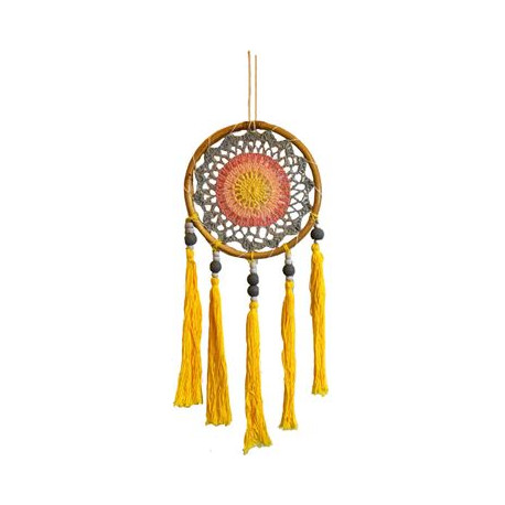 Bamboo Frame Dreamcatcher with Yellow Tassels