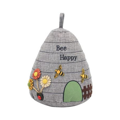 Bee Happy Grey Doorstop