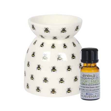 Bee Oil Burner White With FREE 10ml Lemon Fragrance Oil