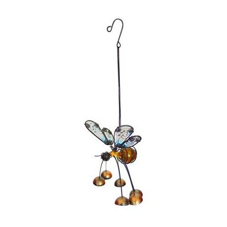 Bee With Glass Wings And Bells Hanging Decoration