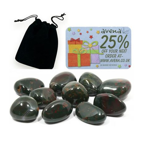 Bloodstone Gift Pouch of Ten Polished Tumblestones