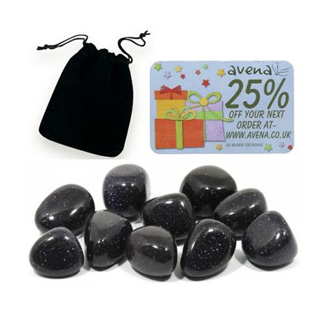 Blue Goldstone Gift Pouch of Ten Polished Tumblestones