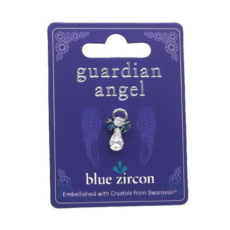 Blue Zircon Guardian Angel Pin with Swarovski Crystal