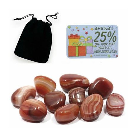 Carnelian Gift Pouch of Ten Polished Tumblestones