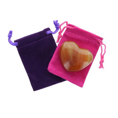 Carnelian Heart Large in Pouch Black Pouch