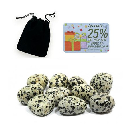 Dalmatian Jasper Gift Pouch of Ten Polished Tumblestones