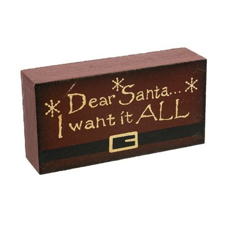 Dear Santa Word Block I Want It ALL