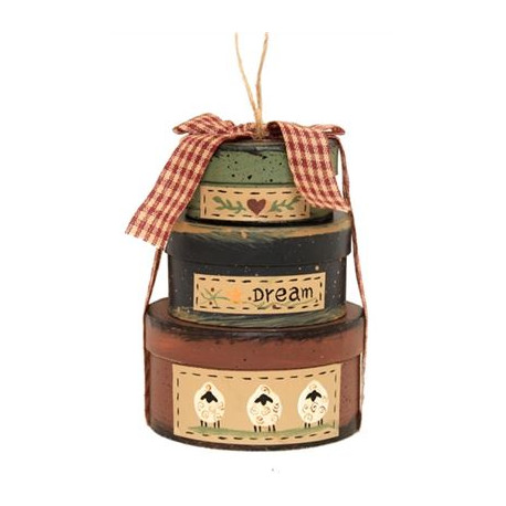 Decorative Oval Box Stack with Ribbon