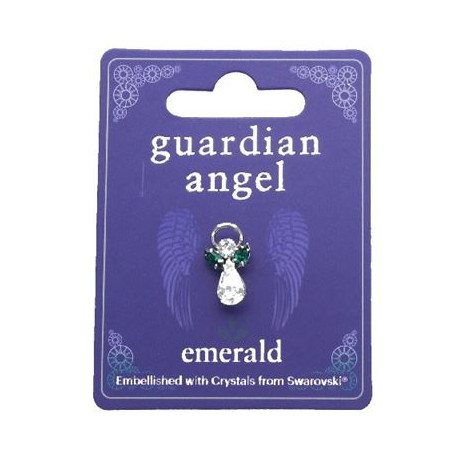 Emerald Guardian Angel Pin with Swarovski Crystal