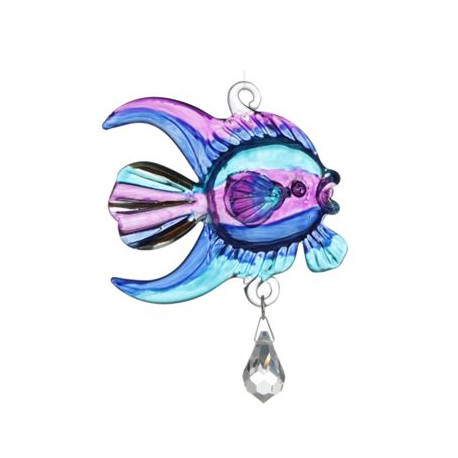 Glass Fish Crystal Hanger Purple