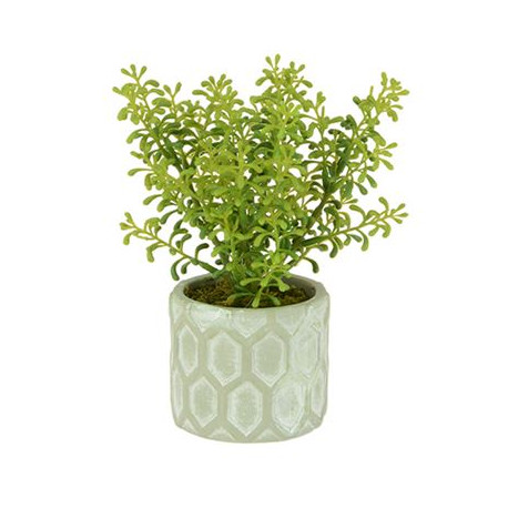 Green Realistic Artificial Plant In Patterned Pot 20cm