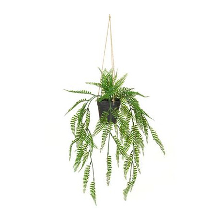 Hanging Fern Realistic Artificial Plant In Black Pot