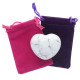 Heart Large White Howlite in Pouch Black Pouch