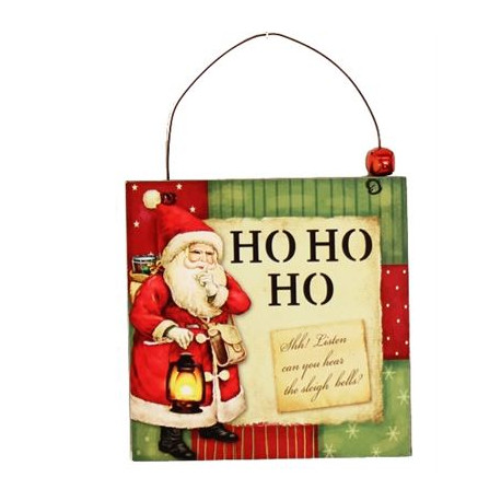 Ho Ho Ho Wooden Plaque Hanger with Bell