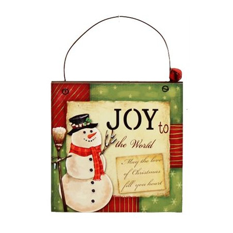 Joy to the World Wooden Plaque Hanger with Bell