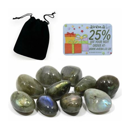 Labradorite Gift Pouch of Ten Polished Tumblestones