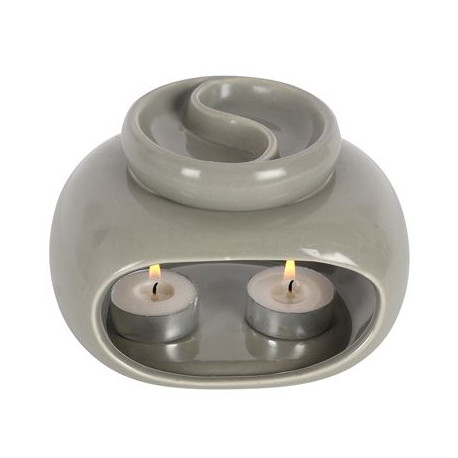 Large Double Well Oil Burner Grey