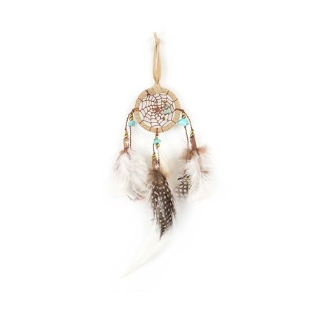 Natural Dream Catcher With Stone Chips And Feathers