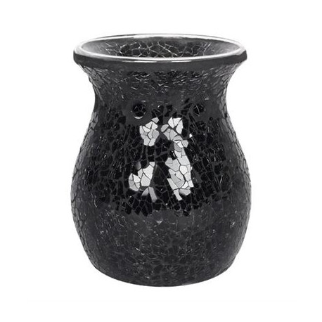 NOW REDUCED - Black Crackled Glass Oil Burner Large