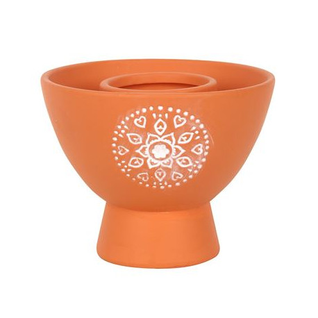 NOW REDUCED - Terracotta Smudge Bowl Mandala Design