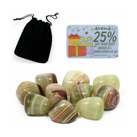 Onyx Gift Pouch of Ten Polished Tumblestones