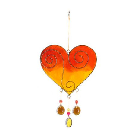 Orange Heart Suncatcher