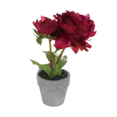 Red Potted Peony Realistic Artificial Plant