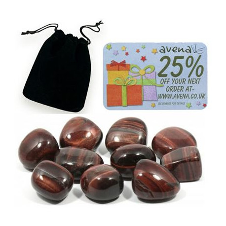 Red Tiger’s Eye Gift Pouch of Ten Polished Tumblestones