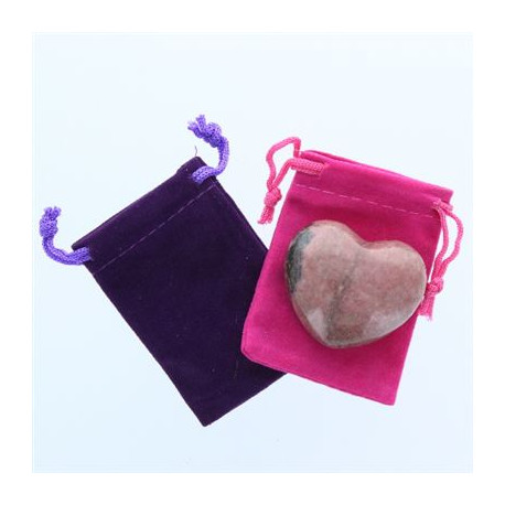 Rhodonite Heart Large in Pouch Black Pouch