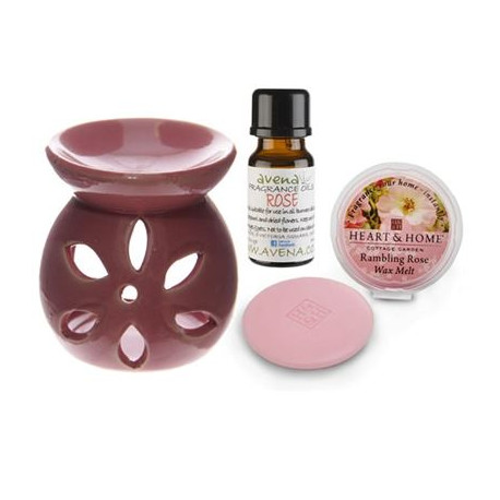 Rose Oil Burner Gift Set in Box