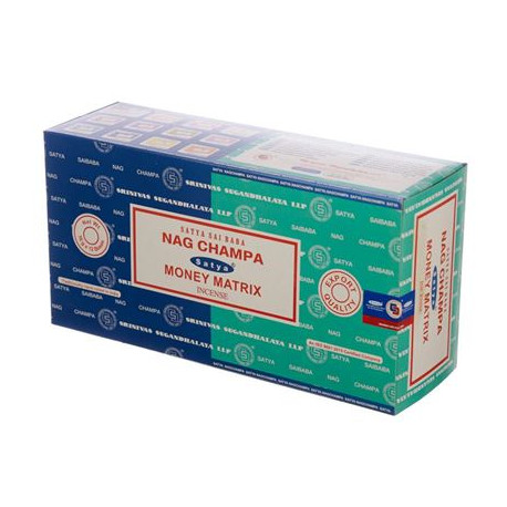 Satya Money Matrix & Nag Champa Combo Incense Sticks 16g Box of Twelve