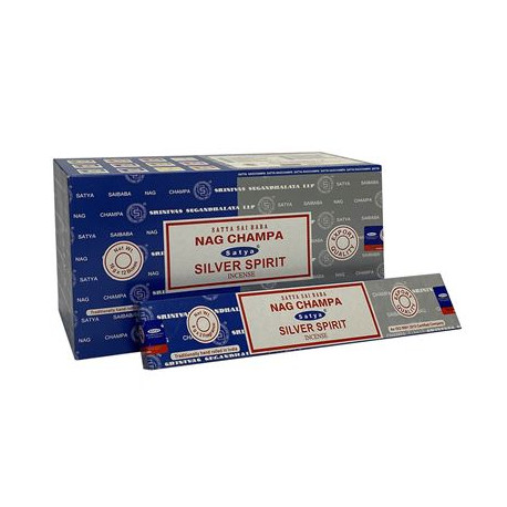 Satya Silver Spirit & Nag Champa Combo Incense Sticks 16g Box Of Twelve