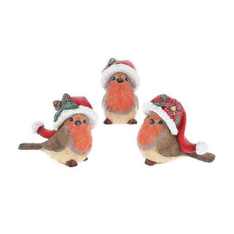 Set Of Three Christmas Robins