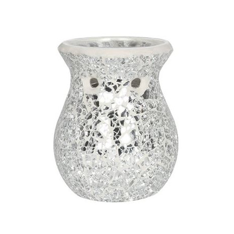 Silver Mosaic Oil Burner Large Round In Gift Box