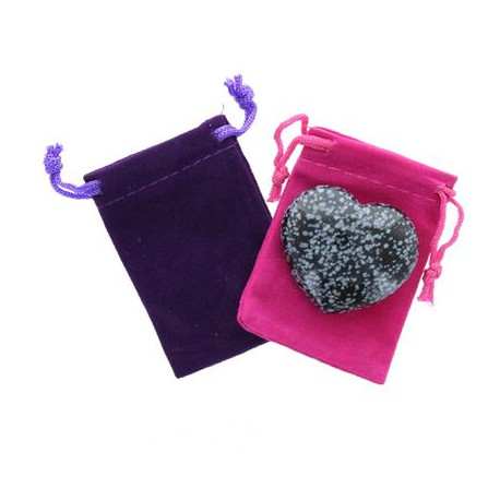 Snowflake Obsidian Heart Large in Pouch Black Pouch