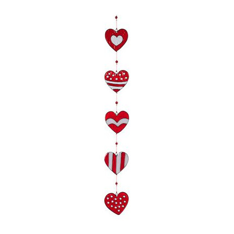 String of Red and White Hearts Suncatcher