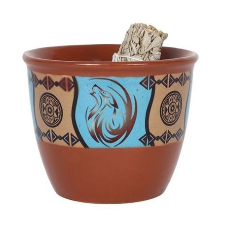 Terracotta Ceramic Smudge Bowl Dream Catcher Design