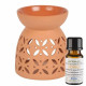 Terracotta Oil Burner Cut Out Pattern With FREE Orange 10ml Fragrance Oil