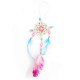 White Dream Catcher Small Pink &amp; Blue Feathers