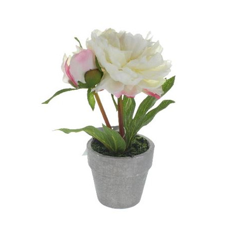 White Potted Peony Realistic Artificial Plant