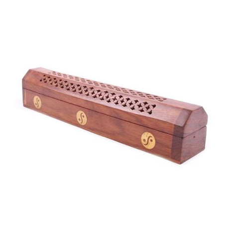 Incense Smoke Box Sheesham Wood With Yin Yang Inlay